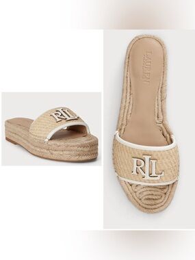 Lauren Ralph Lauren Natural Raffia Platform Slide Sandals